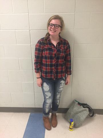 For the first chilly day of the year, senior Sam Thomas wears her favorite flannel and jeans. She wears this maroon flannel in honor of kicking off this seasons popular style.