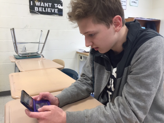 Playing his 3DS in the Video Game Club, sophomore Cameron Swan enjoys this after school activities environment. The Video Game Club is a club for students that like to play video games and make new friends.