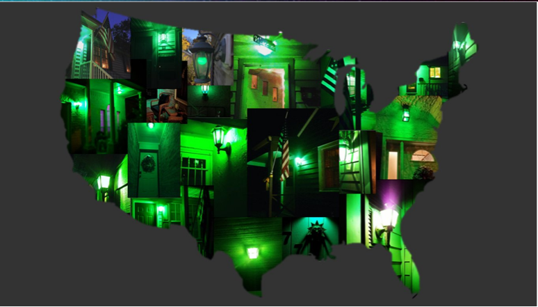 Bathed in green, many buildings and homes proudly display their lights for the Greenlight a Vet movement. With millions of people, this organization provides veterans with the support they deserve everyday. 
