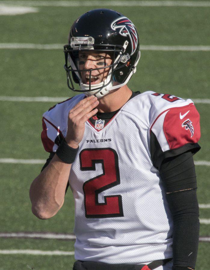 Looking ahead, Atlanta Falcons quarterback Matt Ryan awaits the next play call. Named the NFL’s MVP and Offensive Player of the Year, Matt Ryan is a prime example of a top talent in the NFL.