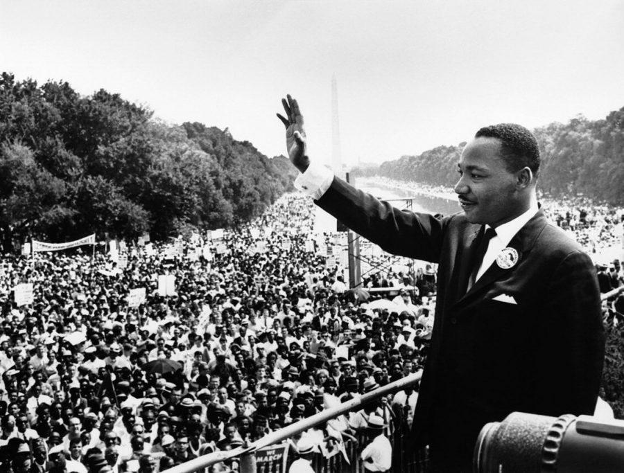 Standing in front of an audience of over 250,000 people, Martin Luther King, Jr, delivers his iconic “I Have A Dream Speech.” A little known fact about this speech is that he first delivered a similar version in Rocky Mount, NC. 
