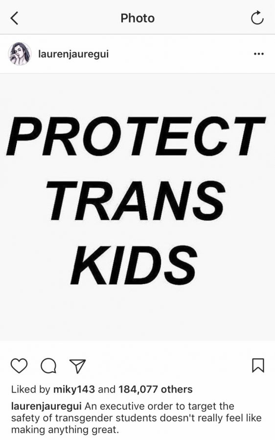 Posted by many instagramers this past month, PROTECT TRANS KIDS is trending. Numerous users have been voicing their support to transgender minors after the draft of Trump’s executive order was leaked. 