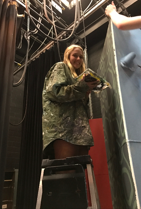 Hard at work with a paintbrush in hand, junior Katie Krull has taken the arts department by storm. Katie is the Set Crew Chief, an artist, and a dancer, along with running cross-country and maintaining a strenuous and AP heavy schedule.
