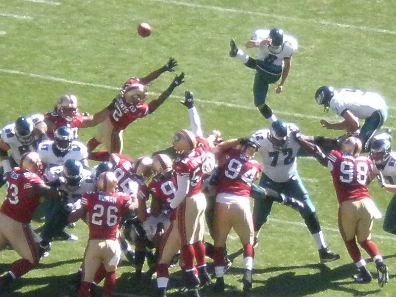Kicking a field goal, the Philadelphia Eagles attempt to win a game. Kickers are usually the deciding factor between winning or losing both real-life games and fantasy games. 