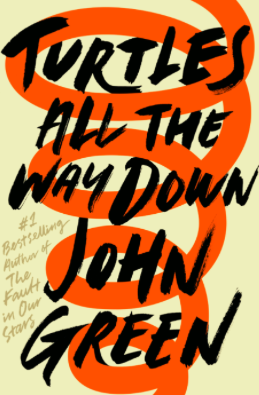 Spiraling all over the page, the orange figure is meant to represent the protagonist, Aza’s, thoughts surrounding her mental illness. In John Green’s latest book, he explored OCD and anxiety by pulling from his own experiences.