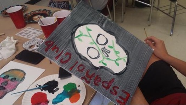  During the Spanish Club November meeting, students paint Spanish skulls to celebrate Day of the dead. Celebrating Spanish holidays is one of the many activities the Spanish Club does to celebrate and to learn about the Spanish culture.
