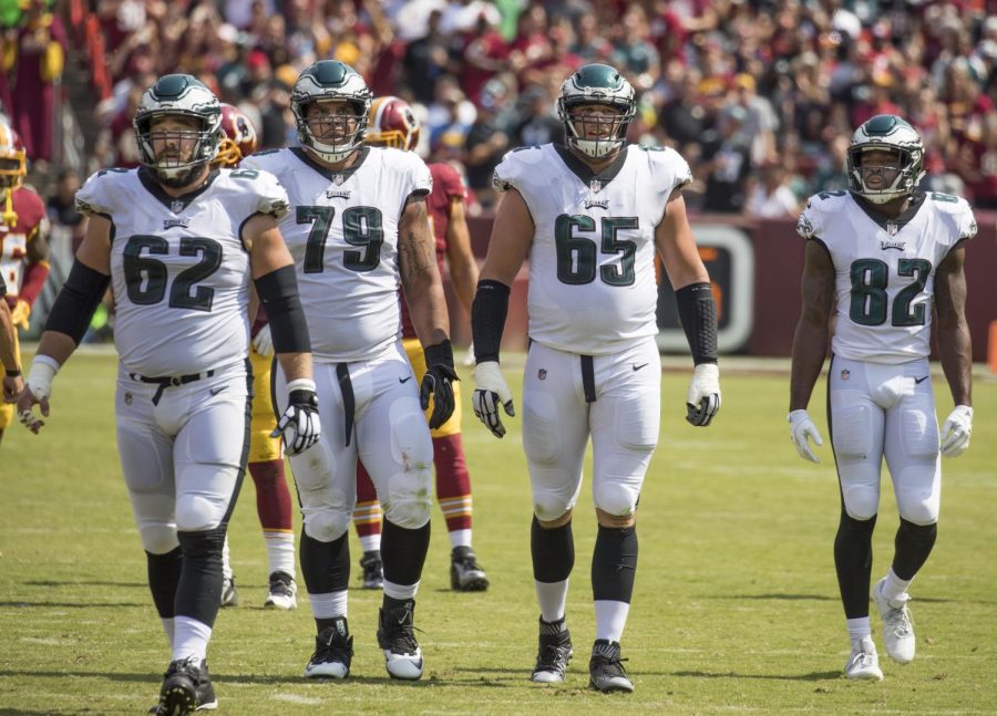 Walking towards the line of scrimmages, these Eagles players await the next play call. The Philadelphia Eagles have won their first Super Bowl in franchise history, beating the New England Patriots 41-33.