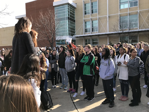 Protesting gun violence and advocating for gun control, hundreds Millbrook students gathered in the courtyard on Tuesday, March 14. Many other schools in Wake County, along with schools across the nation, participated in National Walkout Day on the one month anniversary of the Parkland school shooting.