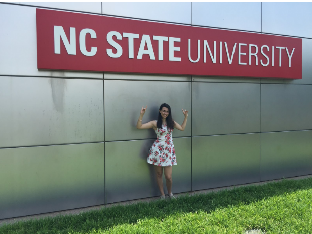 Posing on NC State’s campus, Alexandra Butler received the Goodnight Scholarship. She is just one of the many people who were awarded honorary scholarships at Millbrook.