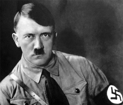 Appearing in his military uniform, infamous German dictator Adolf Hitler is pictured above. He is believed by many conspiracy theorists to have escaped to South America after WWII, where he spent the rest of his life in hiding. 
