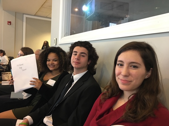 Waiting to see who they will be competing against, Mikayla Davis, Robbie Cicciari, and Savie Warren went 0-2-1 at last year’s National High School Ethics Bowl competition. Ethics Bowl is an enriching, thought provoking debate team eager to place in this years competition. 