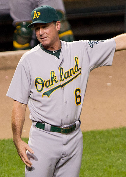 Talking a call over with the umpire, Oakland manager Bob Melvin attempts to get a call overturned. Melvin won the 2018 AL Manager of the Year award as the coach of the Oakland A’s. 
