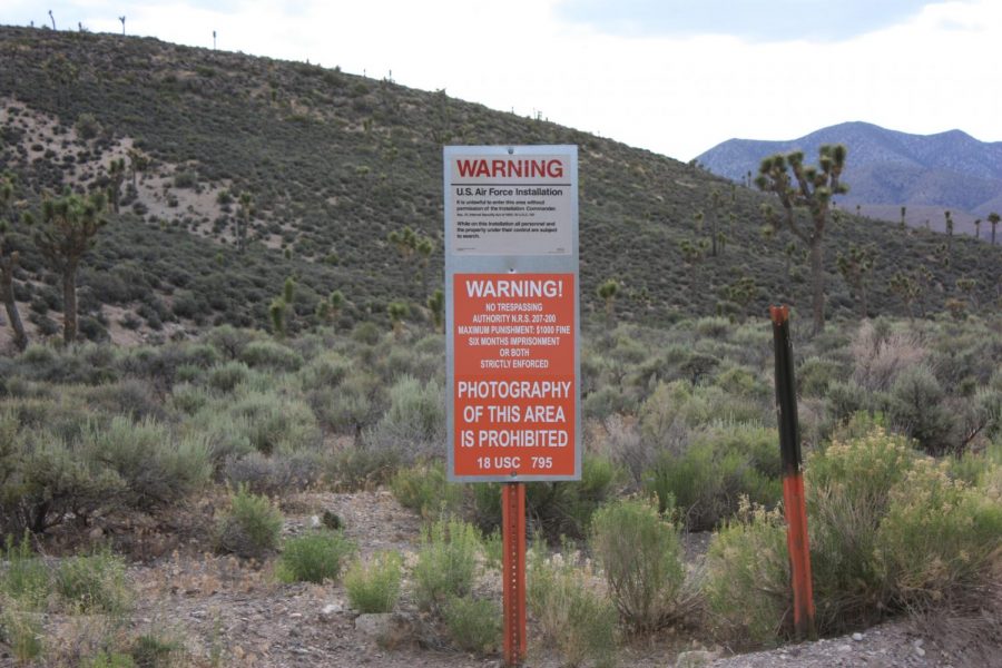 Urging trespassers to turn back, this sign is the last warning before people are arrested or shot by snipers before entering Area 51. Area 51 is a top secret military base that has led to many speculations of the government hiding the extraterrestrial. 