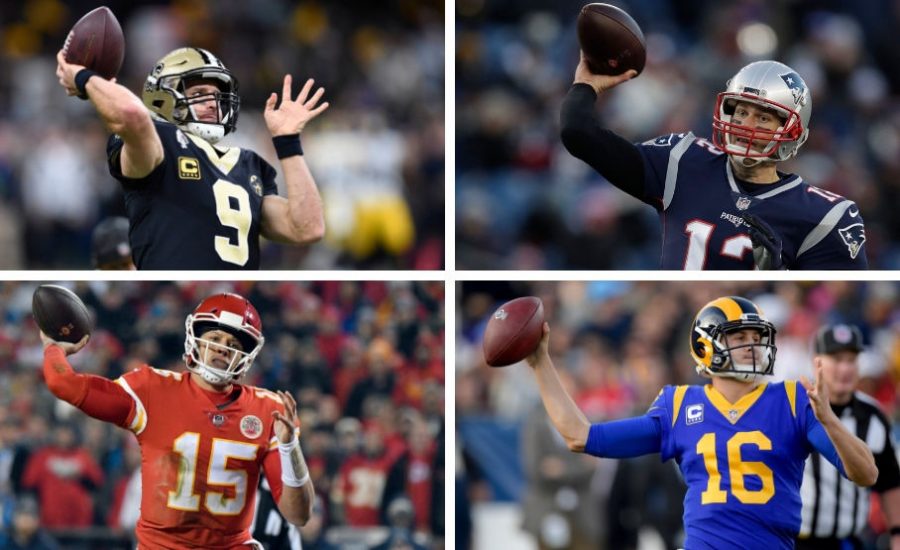 Getting ready to throw to their receivers, these NFL quarterbacks will lead their team into the Conference Championships. The Rams will be facing the Saints, and the Patriots will be facing the Chiefs tomorrow for the right to go to the Super Bowl. 