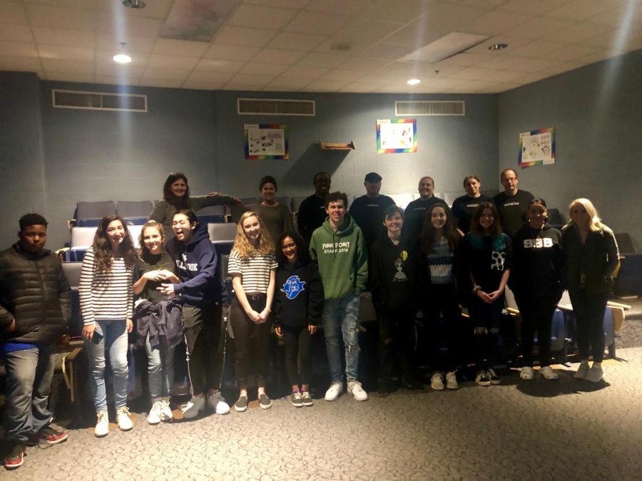 Waiting for equipment to be set up, Millbrook’s Fright Club poses with the North Carolina Paranormal Society to take part in a paranormal investigation. During the investigation, students had the opportunity to see what professional ghost hunters do for a living.