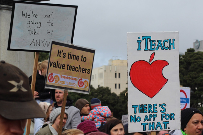 Taking to the streets to march for what is right, a large school district holds a protest similar to the one Wake County teachers will be having on May 1. At the rally, teachers plan to march for increased pay and health benefits from NC lawmakers.