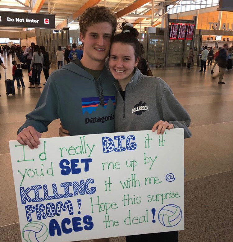 Just a few weeks ago, Skyler Rogerson was wowed by boyfriend Graham Owens’ promposal. Surprising her at the airport on the way home from a volleyball tournament with an adorable volleyball themed poster, Skyler was thrilled to say yes! 