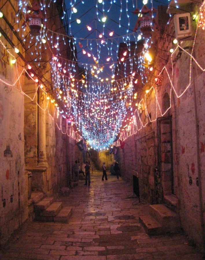 Decorated for Ramadan, the streets of Jerusalem shine into the night. Ramadan is one of the biggest celebrations within the Islamic faith, and it started at sundown last night!
