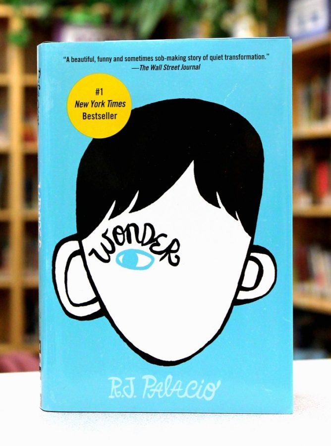 Standing against the backdrop of a school library, Wonder boasts a #1 New York Times Bestseller sticker. This novel can be found in nearly any library or bookstore near you. 


