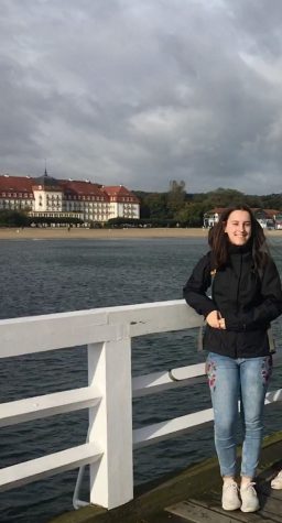 Lara Prokop enjoys her vacation to Poland while taking a stroll on the boardwalk. Since Poland used to be a part of Germany during World War 2, many building characteristics are very similar, as you can see in the picture above. 