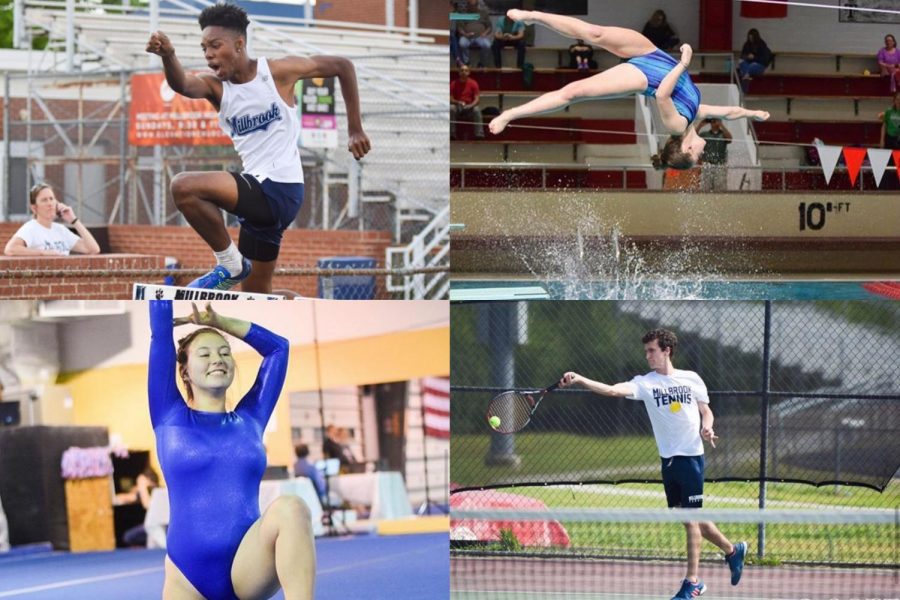 Playing their sports, Millbrook alumni represent the Wildcats. Track, diving, gymnastics, and tennis were four common sports that were cut from many colleges because of the pandemic.
