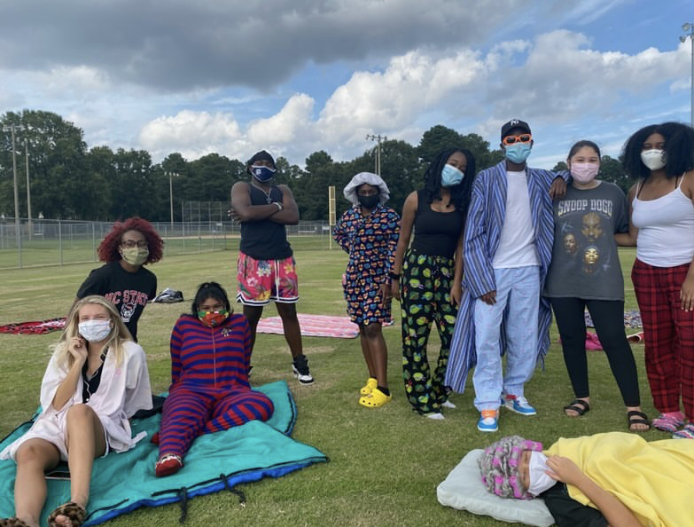 Members of MEB show their school spirit by dressing up for Spirit Week. Here, they encouraged students from Millbrook to virtually show their school spirit by sending in a picture from home.
