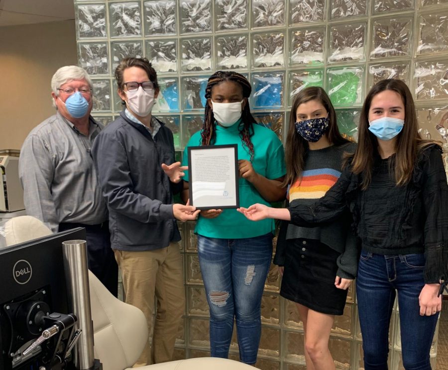 Holding a special thank you letter to Dr. Engstrom, senior Madelaine Castleman and senior Daniela Wrobel share this special moment with the first patient to receive braces through Triangle Smiles! This is an incredible milestone in the nonprofit’s success, but there is so much more in store for the future of this organization.
