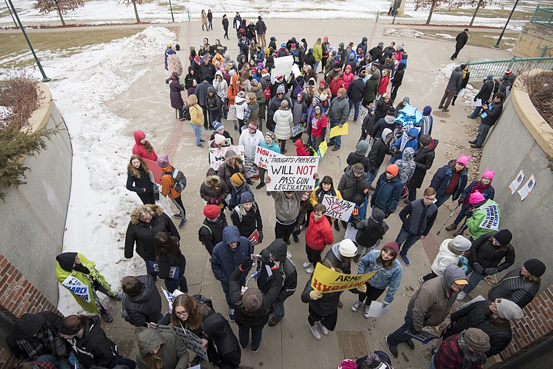 Gathering in Minnesota on March 24, 2018, protesters congregate for the March For Our Lives, created in support of gun control legislation. The movement was created as a result of gun violence and mass shootings across the country. 
