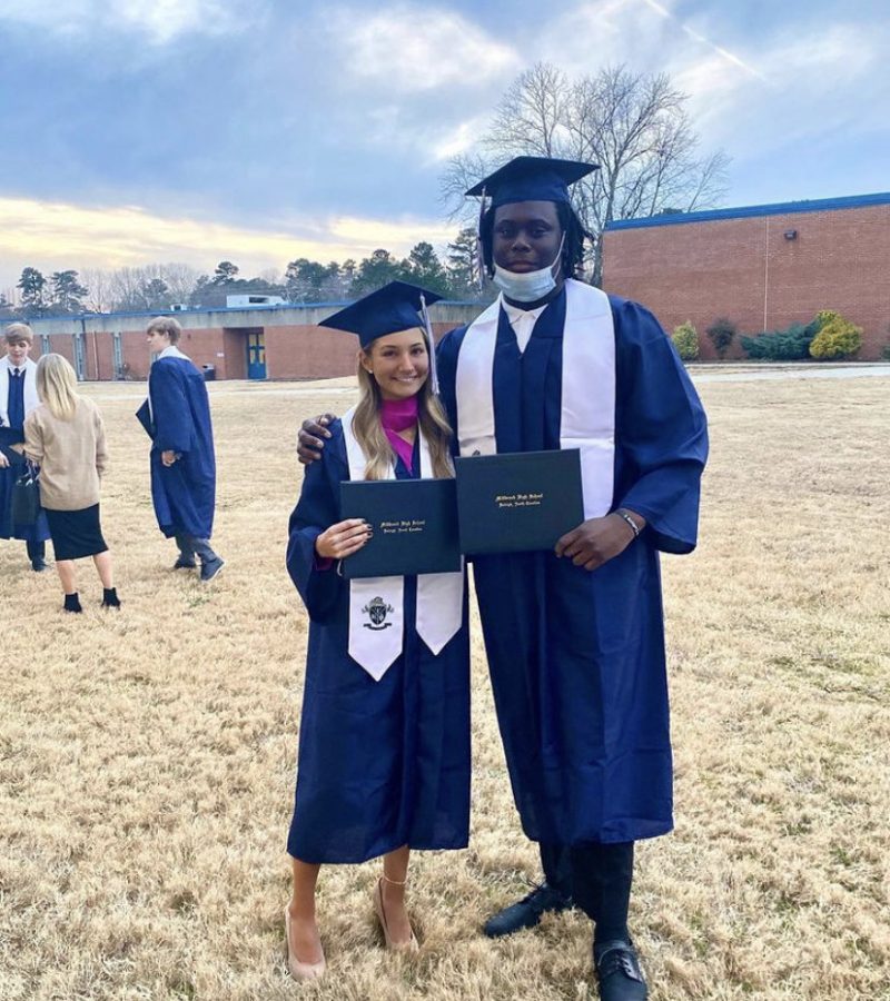 Holding their diplomas, graduates Sophie Preston (left) and Diego Pounds (right) took advantage of the early graduation opportunity. Whether you have already graduated or are graduating next month, getting a highschool diploma is a big deal, congrats to all Class of 2021 Wildcats! 