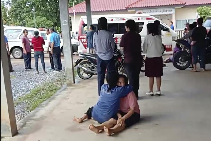 Frantic Family members were seen weeping outside the daycare where a gunman killed at least 30 people, with the majority of the victims being young children. Deputy Prime Minister General Prawit Wongsuwan sends his condolences to the families of those killed, including the families of the gunman’s wife and child.