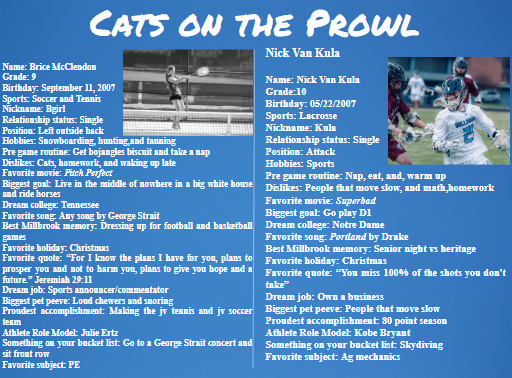 Cats on the Prowl: Brice McClendon and Nick Van Kula