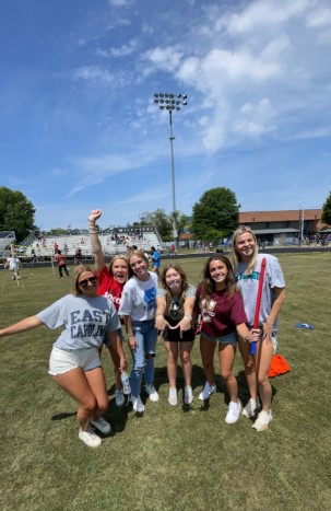 Senior girls take one last picture on the stadium field. Now all they have to do is graduate June 12th. 
