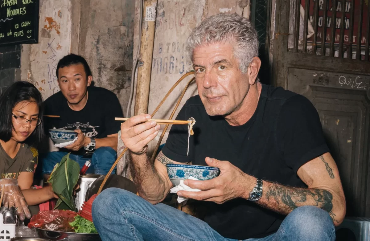 Anthony Bourdain in Hanoi, courtesy of William Mebane
