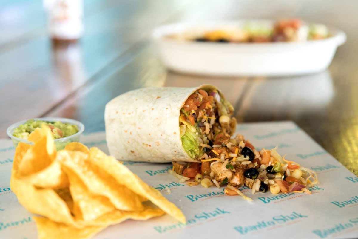 Burrito+Saks+build-your-own+burrito+on+display+with+a+side+of+chips.+