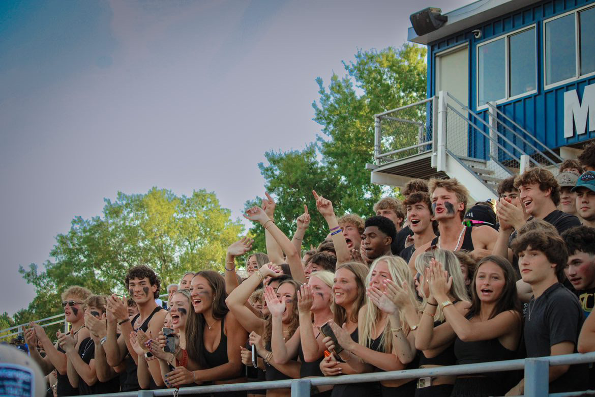 Photo of Millbrook Maniacs holding the front of the student section, taken by student Anessa Myers. 
