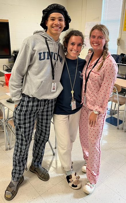 This photo showcases some of the Millbrook spirit during Tuesday last week. Millbrook staff were decked out in their coziest pajamas for Pajama day of Spirit Week.