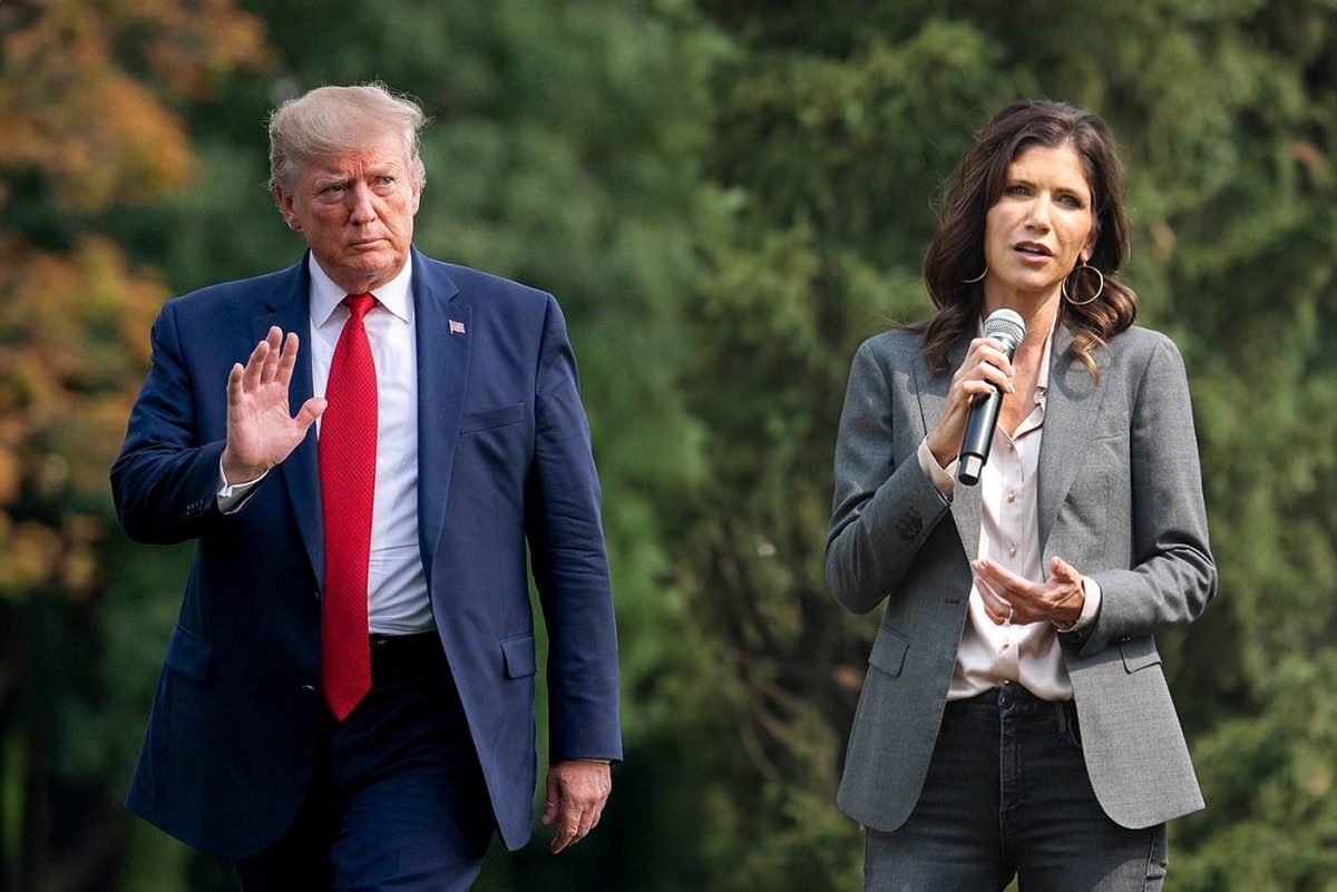 Donald Trump and Kristi Noem, Trump’s pick for Secretary of Department of Homeland Security.