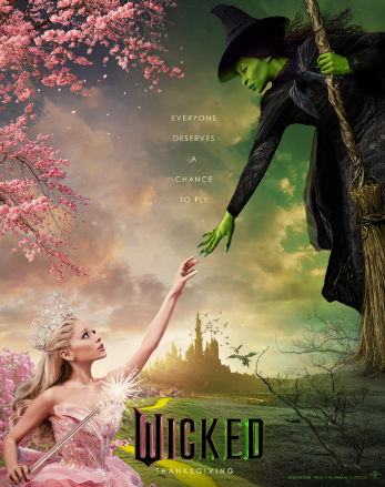 The poster to the “Wicked” movie showing Glinda (Ariana Grande) and Elphaba (Cynthia Erivo). The film is a big success, and fans can’t wait to see what comes next.