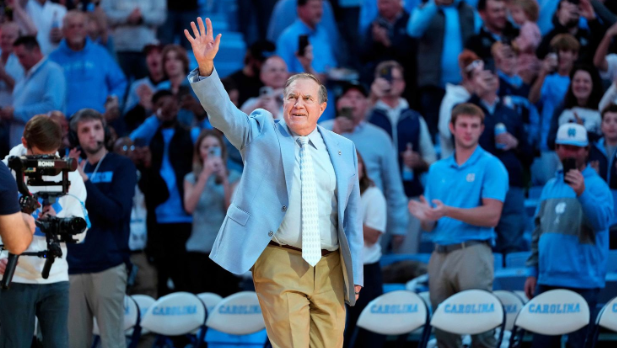 Bill Belichick at the recent UNC Basketball game, where ge have a speech about his future with the program