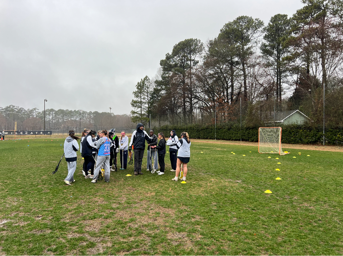 The women’s lacrosse team during a freezing 1st day of tryouts.