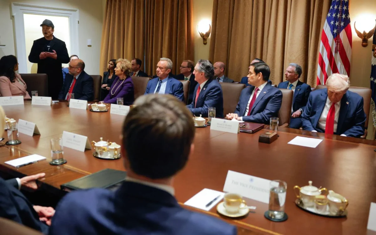 Elon Musk speaking at Donald Trump's first cabinet meeting.