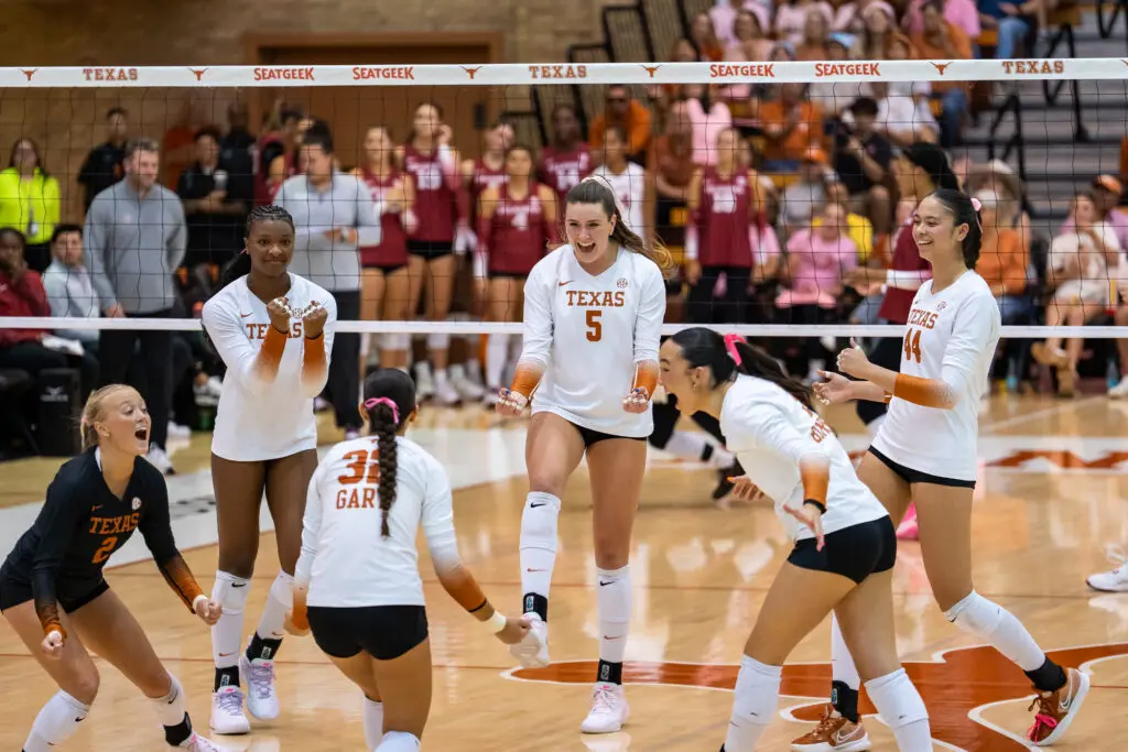 Texas celebrating after their first victory.