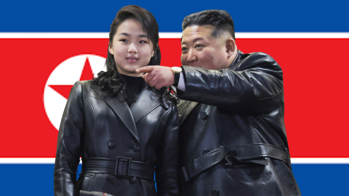 Kim Ju-ae attending the military parade to commemorate the 9th Congress of the Workers' Party of Korea with her father, Kim Jong-un