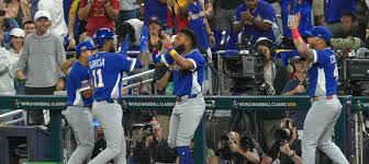 Venezuela celebrated after a run was scored vs USA. 