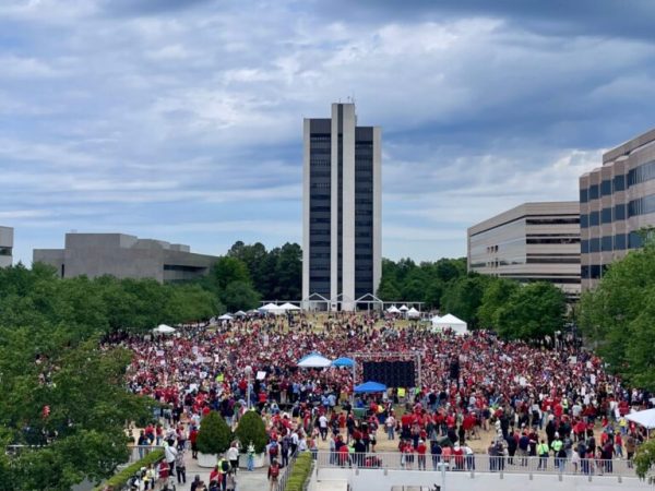 Teachers Rally in Downtown Raleigh for NCAE “Kids for Corporations” Protest